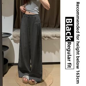 NIANDAIJINGDIAN | Spring Summer Lightweight High Waist Leisure Drape Slimming Straight Leg Trousers