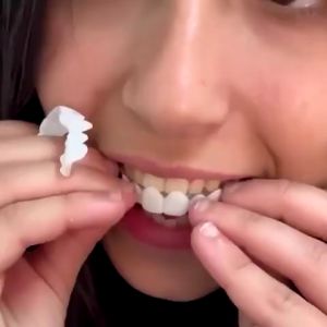 COSMETIC INSTANT PERFECT TO YOUR SMILE DENTURE TEETH VEENERS SNAP ON SMILE UPPER & LOWER TEETH DESIGNS 2Pcs Top + Bottom False Teeth Top Bottom Upper Lower Veneers False Teeth Cosmetic Denture One Size Fits Most