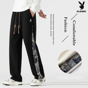 PLAYBOY Mens Trousers Chinese Style Bear Embroidered Trousers Korean Version of Loose Fashion Casual Pants
