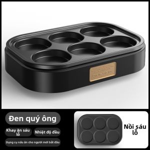 YINGBAOHONG | Chảo Đa Năng Không Dính Sáu Lỗ Để Làm Bánh Pancake Và Hamburger