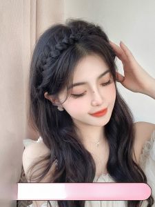 Womens Hairband Fake Hair Fishbone Braid Hairpin Pressed Hair Headband Heightening Cranial Apex Twist Braid Hair Accessory