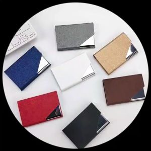 Business card case business card holder metal PU leather texture business card storage box portable and fashionable business card holder