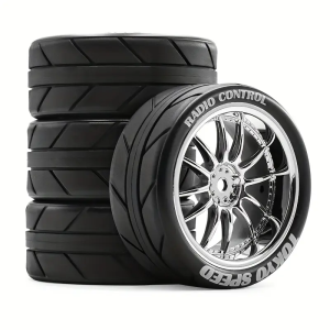 4pcs 1/10 RC Rally Wheels 64mm w/Rubber Tires - Universal Fit for TAMIYA TT02 XV01 HSP 94123 HPI KYOSHO WLtoys On-Road Racing