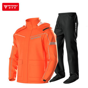 MOTOWOLF Motorcycle Rainsuit Waterproof Split Raincoat Suit Cycling Motorbike Jacket and Pants Lightweight Foldable Windproof Reflective