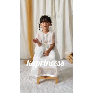 Dress Anak Perempuan 3 4 Tahun Terlaris Import Korean Style Gaun Elegant Brokat Tile Tulle Baju Anak Cewek Umur 5 6 Tahun Warna Putih Broken White Merah Baptis Akikah Aqiqah KAP26