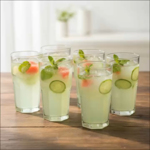 Bộ 12 Cốc Thủy Tinh 400ml Dáng Cao 8 Cạnh Wh1607 – Sang Trọng Thanh Lịch Cho Mọi Không Gian