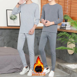 Velvet Thermal Underwear Mens Suit Winter Youth Cold-Proof Base Pajamas Korean Style Autumn Clothes Long Johns Two-piece Set
