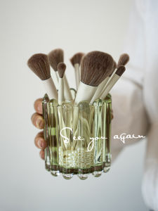Transparent Glass Makeup Brush Storage Tube High Aesthetic Value Eyeshadow Brush Holder Desktop Pen Organizer Small Niche