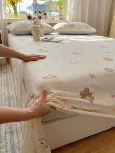 Cute Cartoon Pure Cotton Bed Sheet Single Piece 1.5m Twin/Queen Size Dormitory Quilt Cover Three Piece Set for Girls
