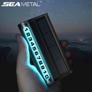 SEAMETAL Luminous Car Parking Number Plate Solar Charging LED Light Roller Adjustable Hidden Temporary Parking Phone Number Plates