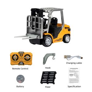 1/64 RC Forklift Mini Alloy Desktop Toy Radio controlled Car Engineering Vehicle App Control Trucks Christmas Gifts Kids boys