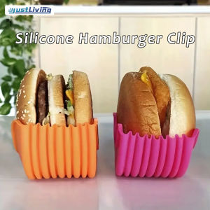Justliving hộp cố định bánh burger có thể thu vào hộp đựng bánh hamburger có thể điều chỉnh kẹp bánh hamburger có thể thu vào có thể tái sử dụng có thể giặt được giá đỡ silicone hộp đựng bánh burger kẹp bánh hamburger silicone khay thức ăn kẹp đồ ăn cầm t