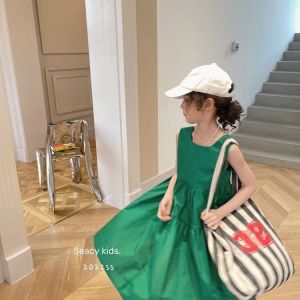 Stylish Princess Dress for Girls Summer New Arrival Beachy Vest Skirt Big Flounce Beach Sand High-End Feeling Childrens Dress