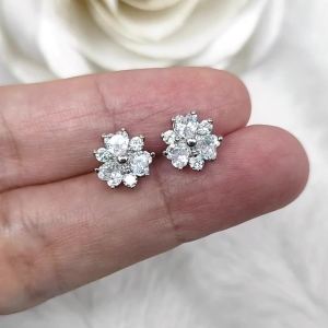 ต่างหูแป้น ประดับคริสตัลลายหัวใจ ลายดอกไม้ ขนาดเล็ก ตุ้มหู เครื่องประดับแฟชั่น ER0415 ValueJewelry