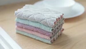 Kain Dapur Kitchen Towel Super Absorbent Microfiber Cleaning Cloth Hand Washing Cloth Dishwashing Kitchen Dish Towel non stick double layer cloths