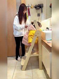 ESH⭐พับในหนึ่งวินาที ใช้พื้นที่เก็บน้อย⭐บันไดเด็ก เก้าอี้บันไดเด็ก Learning tower บันไดพาดผ้า ไม้ยางพารา เหมาะสำหรับเด็ก