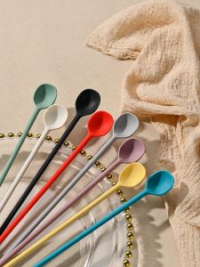 Food Grade Silicone Long Handle Stirring Spoon Double Headed Cocktail Stirrer Coffee Milk Powder Mixing Stick Heat Resistant
