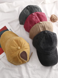 Mũ Lưỡi Trai Denim Phong Cách Mùa Hè Có Thể Giặt Được Cho Nữ Có Thể Buộc Tóc Chống Nắng Đa Năng Mũ Bóng Chày Cho Cặp Đôi