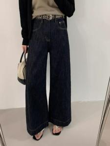 High Waist Wide Leg Jeans Womens Autumn New Style Loose Slimming Drapey Straight Floor-Length Pants Retro Black Gold