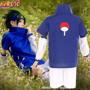 Anime Naruto Uchiha Sasuke Cosplay Costume For Adults Man Sasuke Uniform Blue Top Shorts Cuff Sleeve Outfits