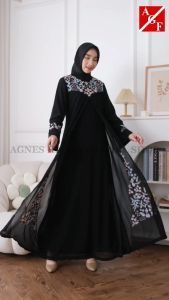 Agnes Hijab - Azura Dress Gamis Putih Wanita Gamis Plisket Brukat Baju Muslim Wanita Busana Lebaran Umroh Abaya Terbaru 854