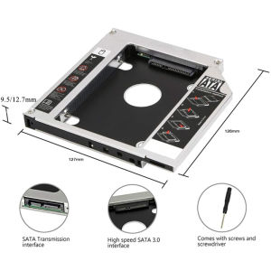 9.5mm SATA Aluminum Hard Drive Caddy SSD HDD Optical Drive Bay Adapter Enclosure Notebook Laptop Replacement Hard Disk Holder Br