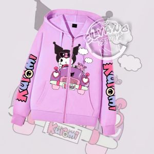 Jaket Hoodie Zipper Anak Perempuan Kuromi