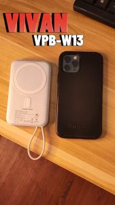 Vivan VPB-W13 Powerbank Strong Magnetic 10000mAh 15W Wireless 20W with Iph Bult-in Cable  Flight Safe 18 Months Warranty