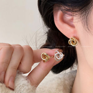 New 2025 Golden Twisted Ear Cuffs for Women Unique Minimalist Luxury Cold Style Hong Kong Wind Earrings Fashion Jewelry