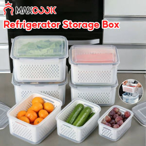 Maxcook 3pcs Refrigerator Organizer Drainer Stackable Kitchen Fresh Vegetable Fruit Storage Box Cutout Handles