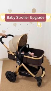 Baby Stroller 4 In 1 2 Way Foldable High View Removable Crib Tutup dengan Satu Tekan Kids Prams