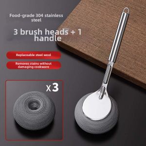 Stainless Steel Non-scratch Long-handle Pot Brush