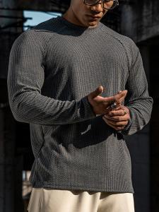 เสื้อยืดคอกลมแขนยาวสำหรับผู้ชาย ทรงเข้ารูป ระบายอากาศได้ดี ดูดซับเหงื่อ วิ่ง ออกกำลังกาย ฟิตเนส เสื้อผ้ากีฬา แฟชั่นสตรีท