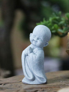 Artificial Zen Samanera Decoration Rockery Bonsai Gardening Florals Little Monk Ornament Furnishing Home Hallway Buddha