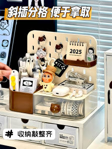 Large Capacity Desk Hole Board Storage Box with Drawer Pen Organizer Multi-Function Organizer Box for Office Workstation