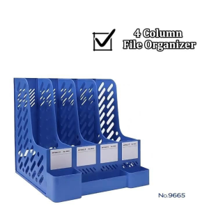 4 Column File Organizer Bookend Data Storage Rack Desktop Organizer Book Stationery for School Office