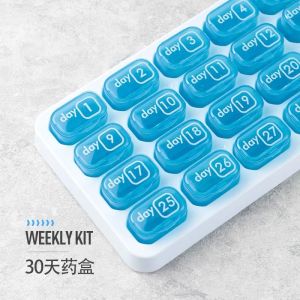 Portable Mini Dehumidifying Medicine Box Single Grid Partition Clear Date Labeling Detachable Pharmaceutical Storage Case