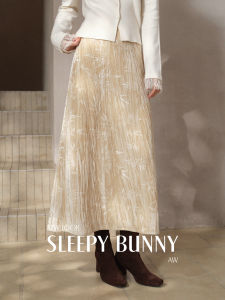 Silk Velvet High Waist Slimming A-Line Midi Skirt