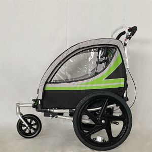 Aluminum Alloy Double Seat Bicycle Trailer Wheelchair Child Carrier Wagon Universal Wheel Hiking Cart Parent-Child Bike