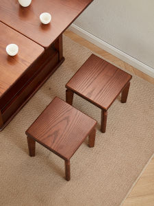 เก้าอี้ไม้เนื้อแข็ง ห้องนั่งเล่น เก้าอี้เตี้ยขนาดเล็ก เก้าอี้วางเท้าไม้ เก้าอี้ทรงสี่เหลี่ยมที่ทนทาน เก้าอี้เด็ก เก้าอี้ขนาดเล็ก