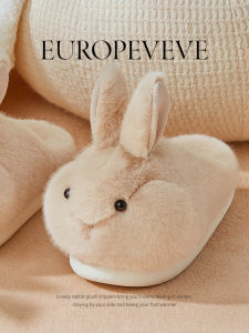 น่ารัก Rabbit Filled ผ้าฝ้าย รองเท้าแตะ ผู้หญิง ใช้ในบ้านในร่ม นักเรียน นุ่ม Bottom Plush อุ่น รองเท้าแตะ ฤดูใบไม้ร่วง ฤดูหนาว ผ้าบ้าน