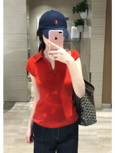 YUEZHONGWEI | Áo Thun Cổ Tròn Tay Ngắn Slim Fit Chất Liệu Kẻ Sợi Băng