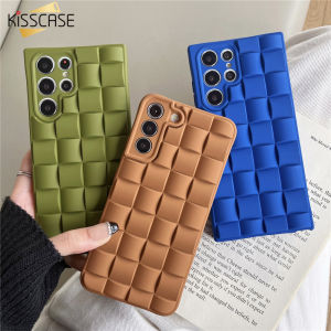 KISSCASE Ốp Điện Thoại Silicon Mềm Lưới 3D Dệt Sang Trọng Cho Samsung S22 Ultra S22 + S22 S21 Plus Ốp Chống Sốc Mờ Bảo Vệ Máy Ảnh