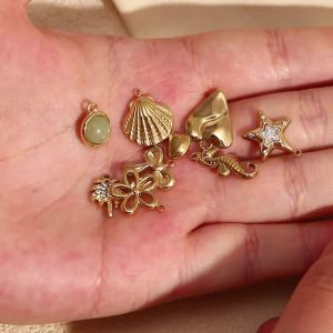 E.B.belle DIY Star Flower Bowknot 14K Gold Plated charms for jewelry making Waterproof pendant stainless steel jewelry woman