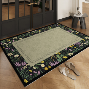 VIKAMA Retro Botanical Floral Half Round Welcome Mat Thảm Trải Sàn Bằng Vải Polyester Chống Trượt Cho Lối Vào Phòng Tắm Trang Trí Nhà Cửa