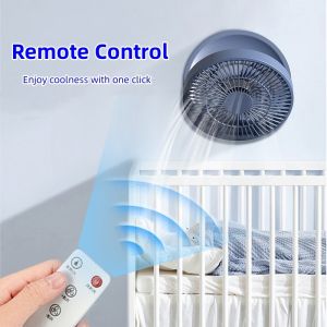 Folding Desk Fan with Remote Control Punch-free Wall Mounted Fan with Light Digital Display Electric Ventilator Portable