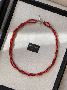 CAFFTI | Red Agate Heart-shaped Necklace Luxurious Double Layered Wearable