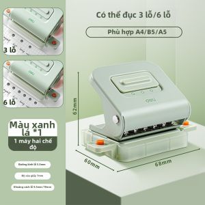 deli | Máy Đục Lỗ Đa Năng 6/3 Lỗ A4