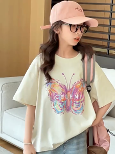 เสื้อลูกสาว เสื้อยืดแขนสั้น แฟชั่นเวอร์ชั่นเกาหลี ผ้าคุณภาพดี บางสําหรับฤดูร้อน ความงาม 7-15 ขวบ 【จัดส่งจากประเทศไทย】