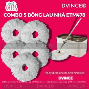 Combo 5 Bông lau thay thế cây lau nhà ETM478 - Màu Trắng (Thay thế được cho bộ lau nhà Locknlock ETM478)
